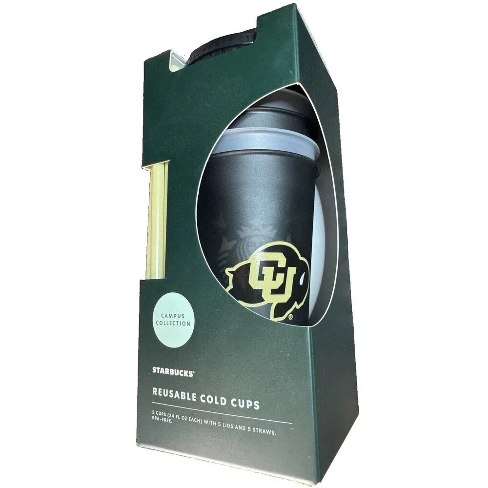 Starbucks University of Colorado Set Of 5 Reusable Cold Cups Campus Collection